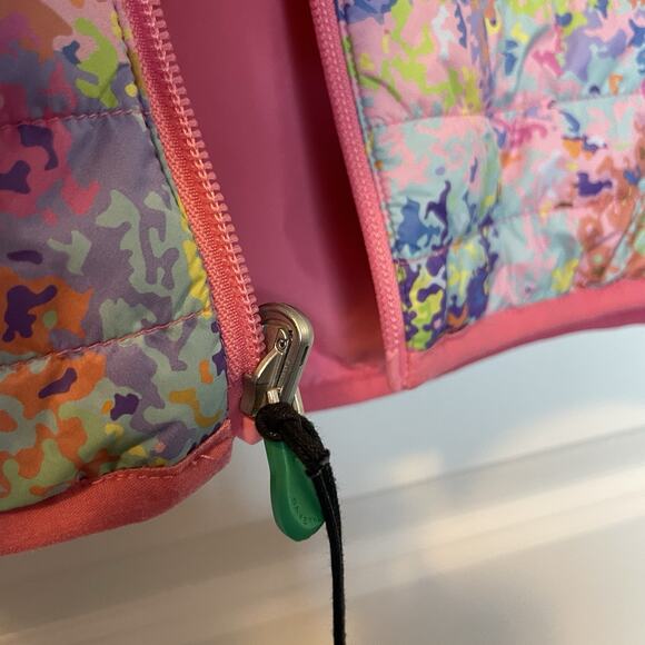 NWT Save The Duck Reversible Puffer Jacket Coat Size 6 Pink Multicolor Abstract - Picture 9 of 15